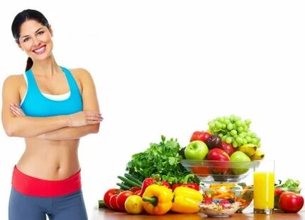 Produse utile și fată sportivă